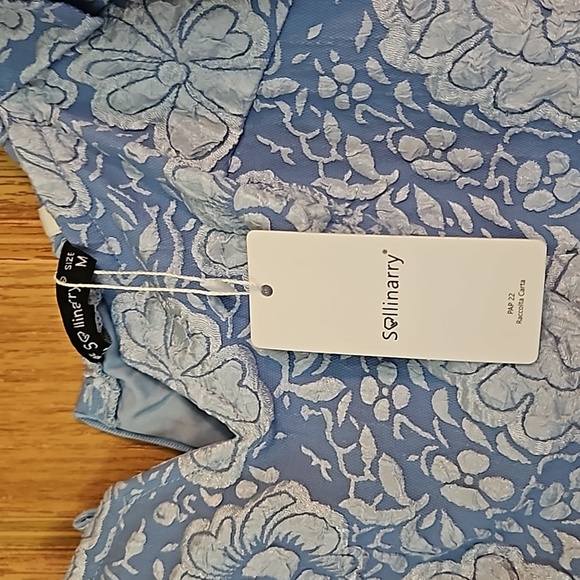 Sollinarry Mini On or Off Shoulder Dress Sz. M NWT Puffy Sleeve V neck stunner - Picture 7 of 8